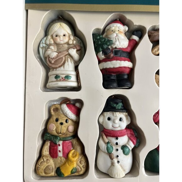 Vintage 1990 A Christmas Shoppe Hand Painted Porcelain Ornaments New in Box 6 - Picture 2 of 8